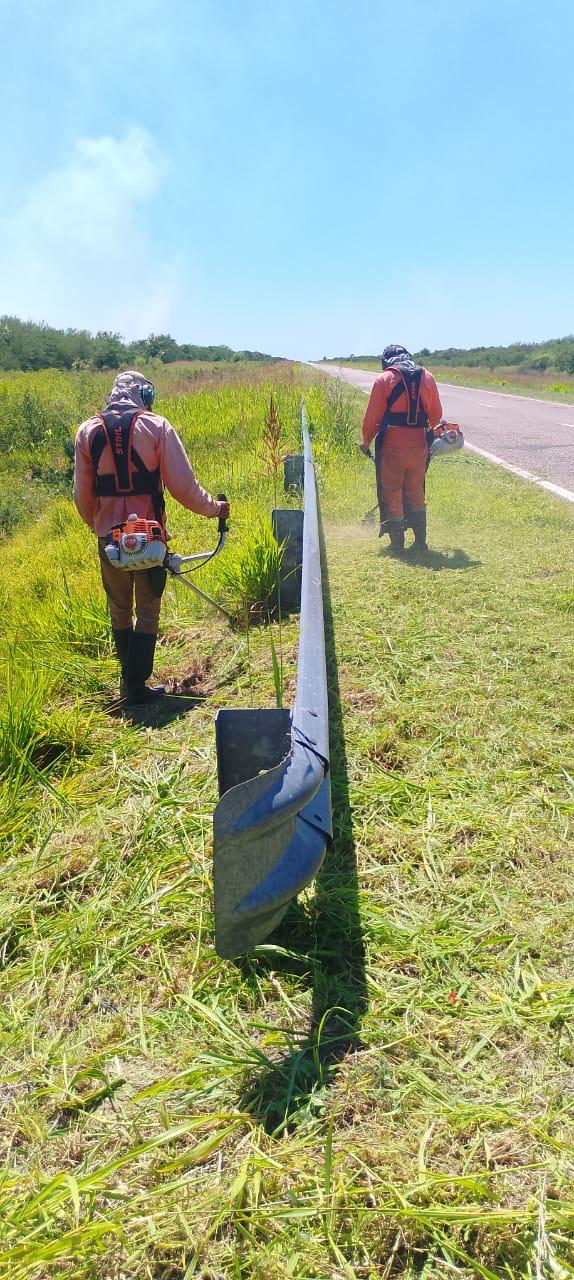 Equipo de mantenimiento vial — desmalezamiento de banquinas